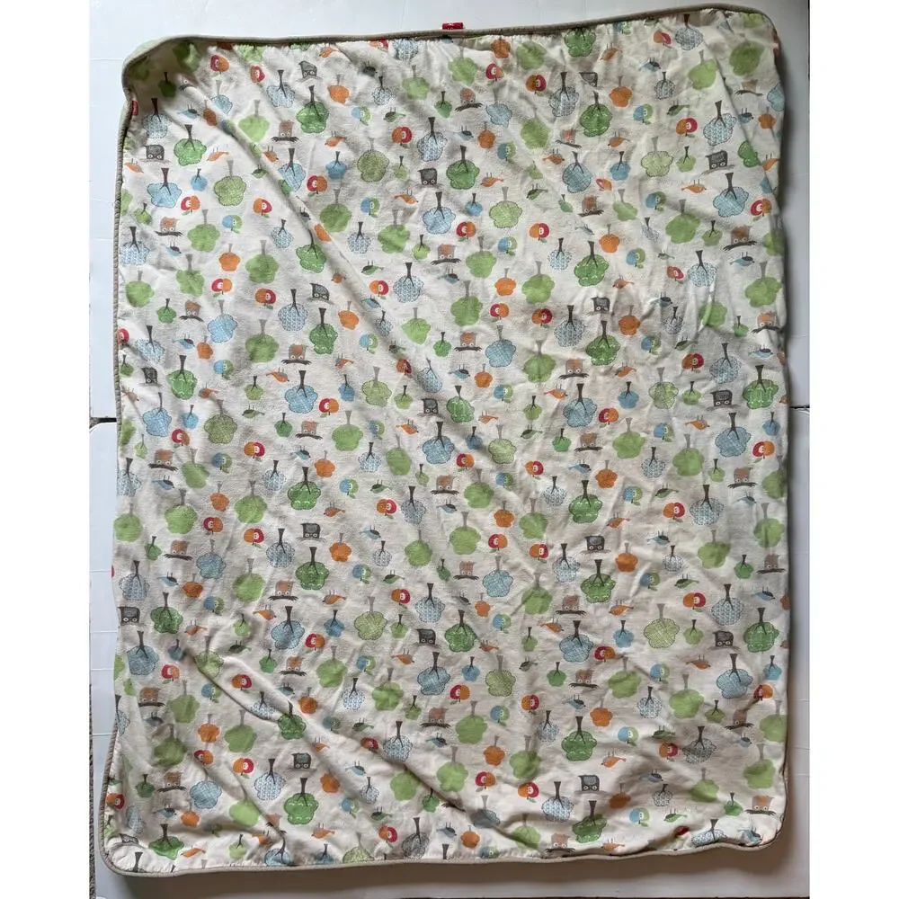 Skip Hop Woodland Owl Trees Birds Apple Green Baby Blanket Cotton Kids